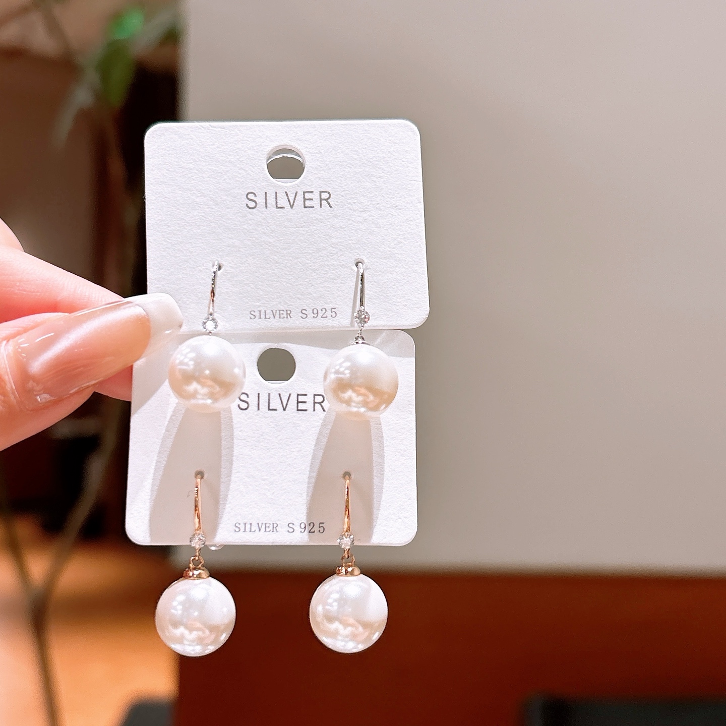 シック低アレルギー銀ドロップ＆スレッドイヤリングシルバー 婚約