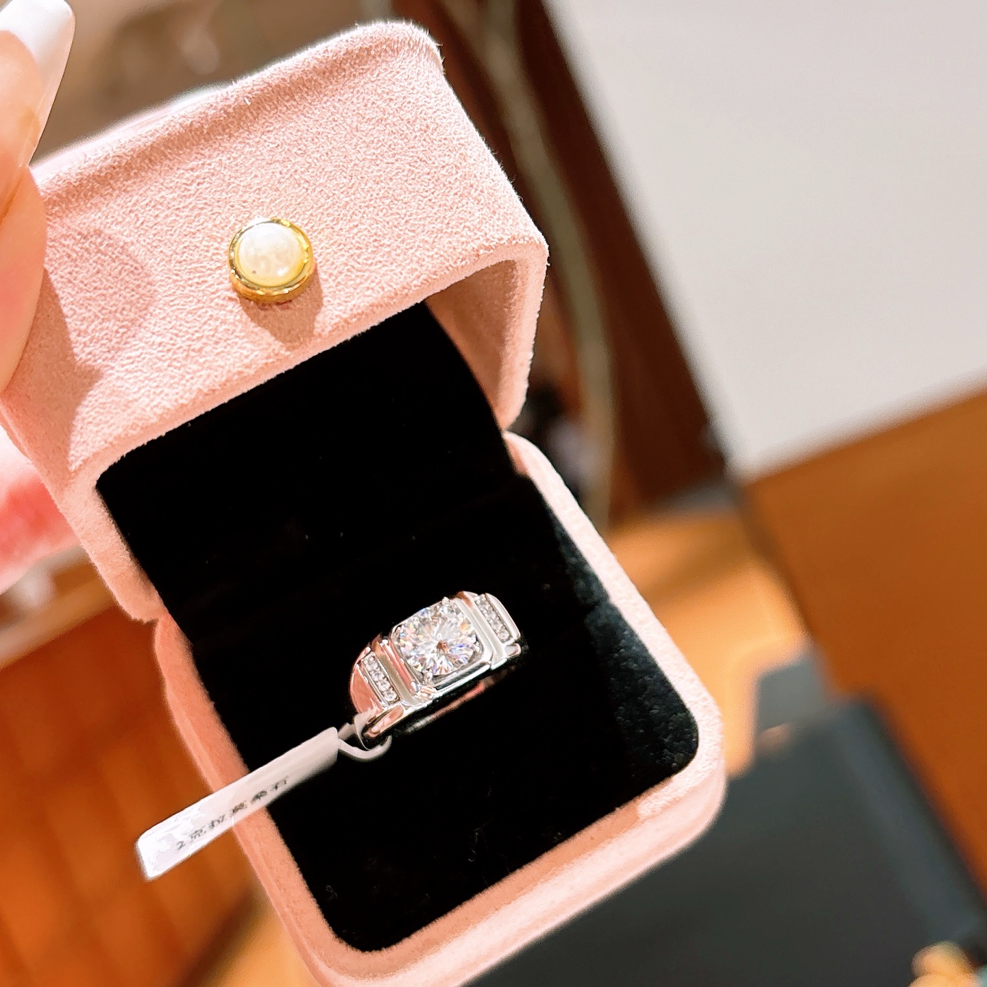 Low Allergy Silver Men's Moissanite Ring Pure Party Gold