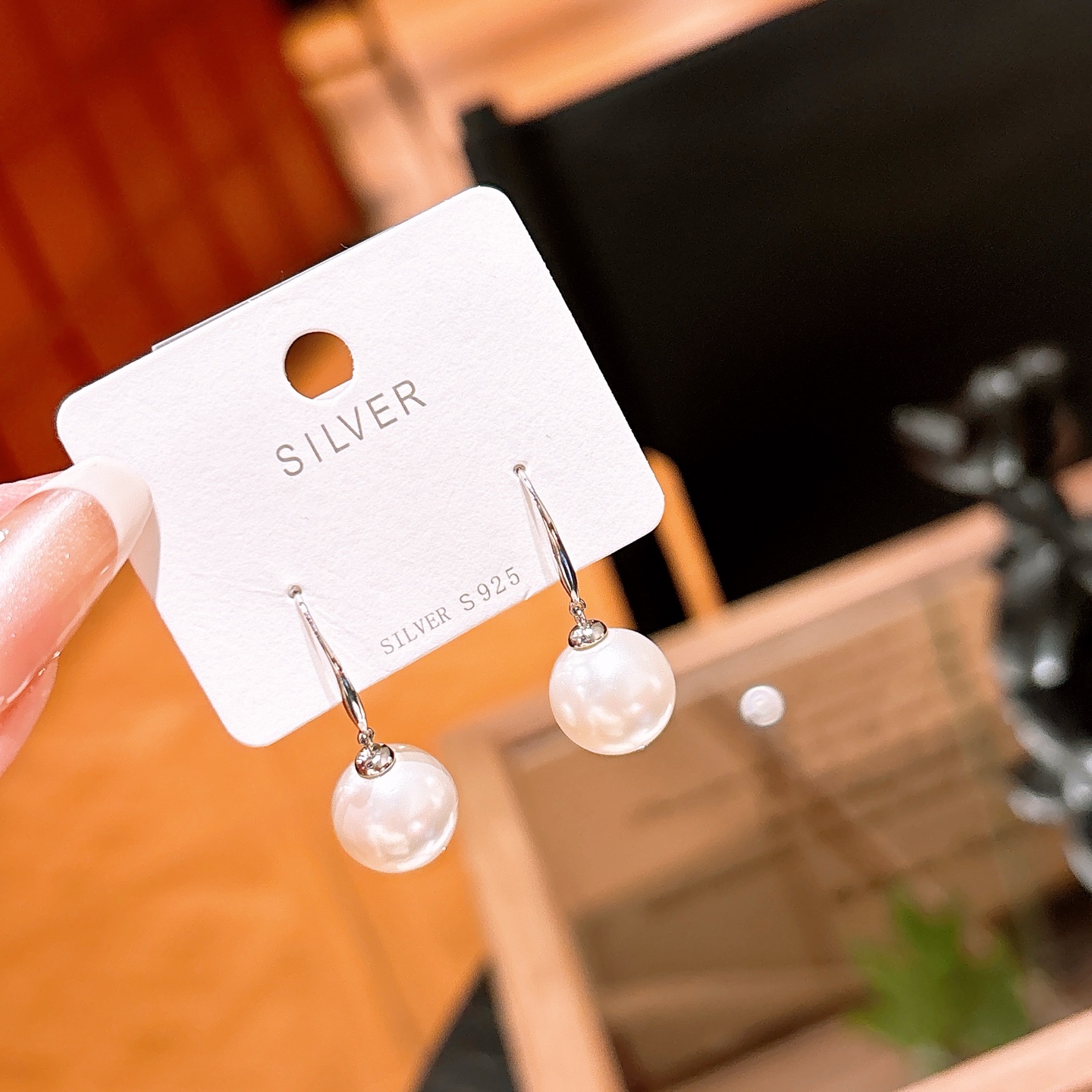 可愛い低アレルギー銀ドロップ＆スレッドイヤリングシルバー 自分へのご褒美