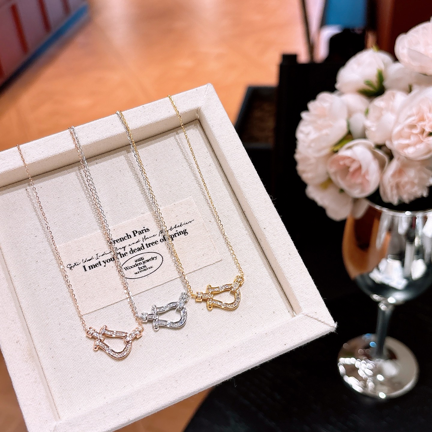 High Polish Silver Necklace Forest Wedding Gold