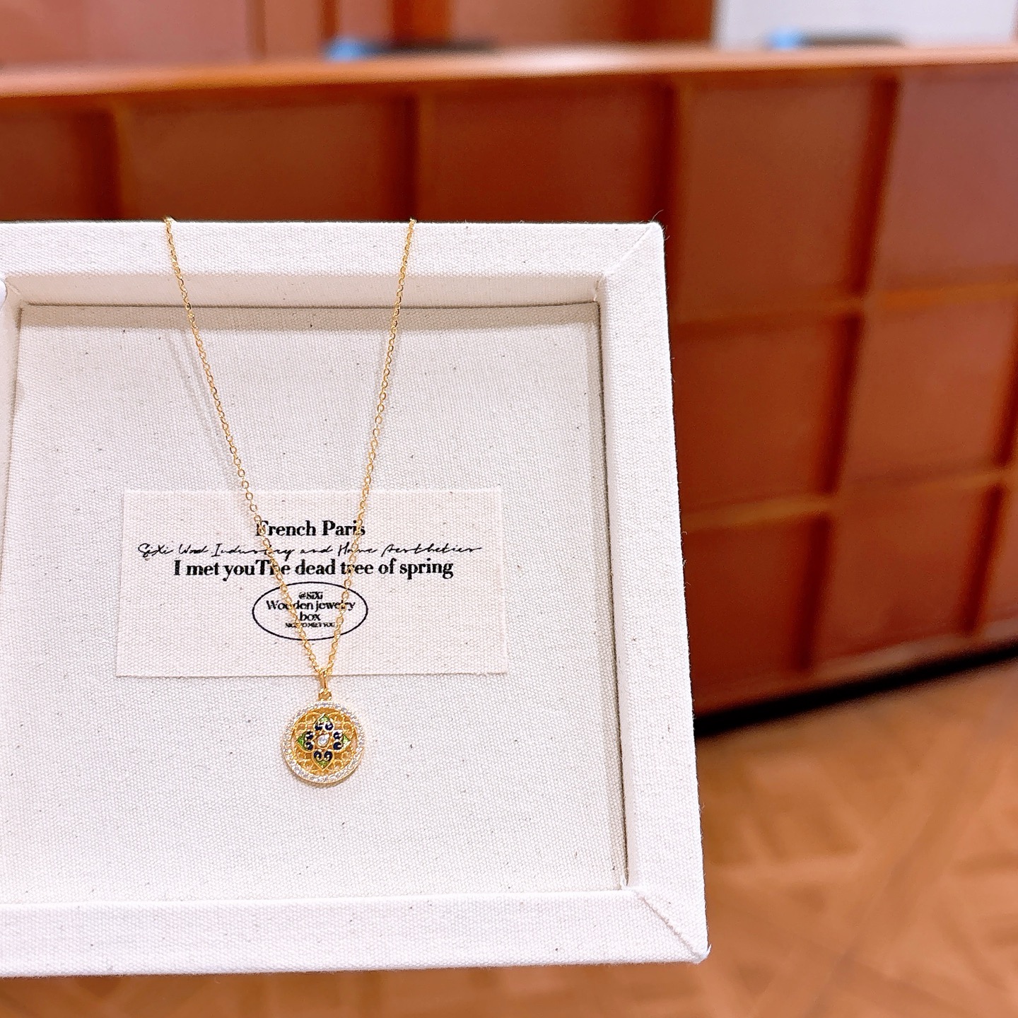 Hypoallergenic Silver Necklace Forest Christmas Gold