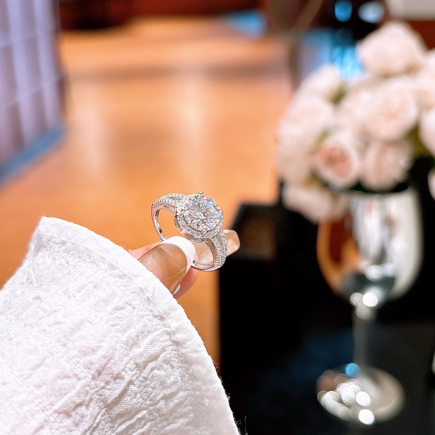 Nickel Free Silver Moissanite Ring Soft Housewarming Gold