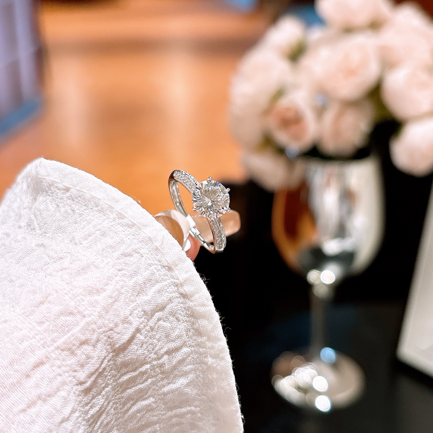 925 Silver Moissanite Ring Elegant Party Silver