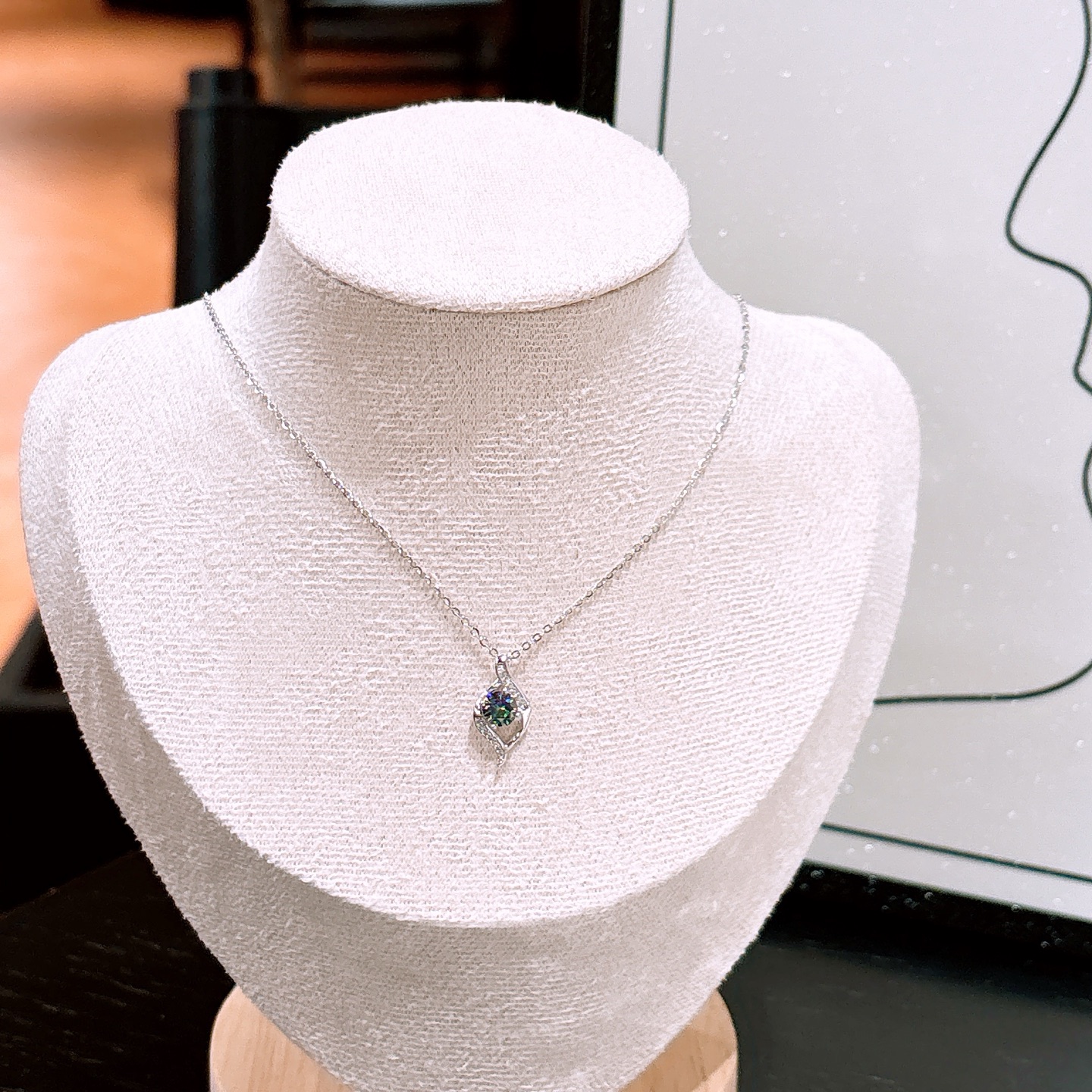 S925 Sterlingsilber Moissanit Kette Wald Muttertag Gold