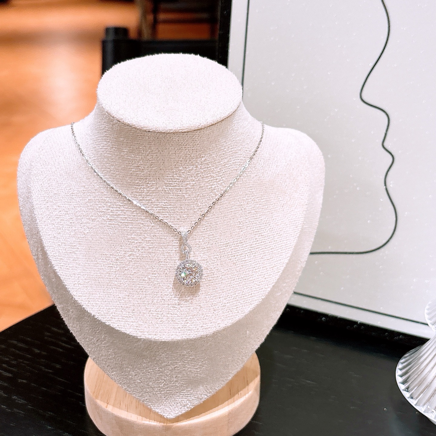 Nickel Free Silver Moissanite Necklace Ethereal Mother's Birthday