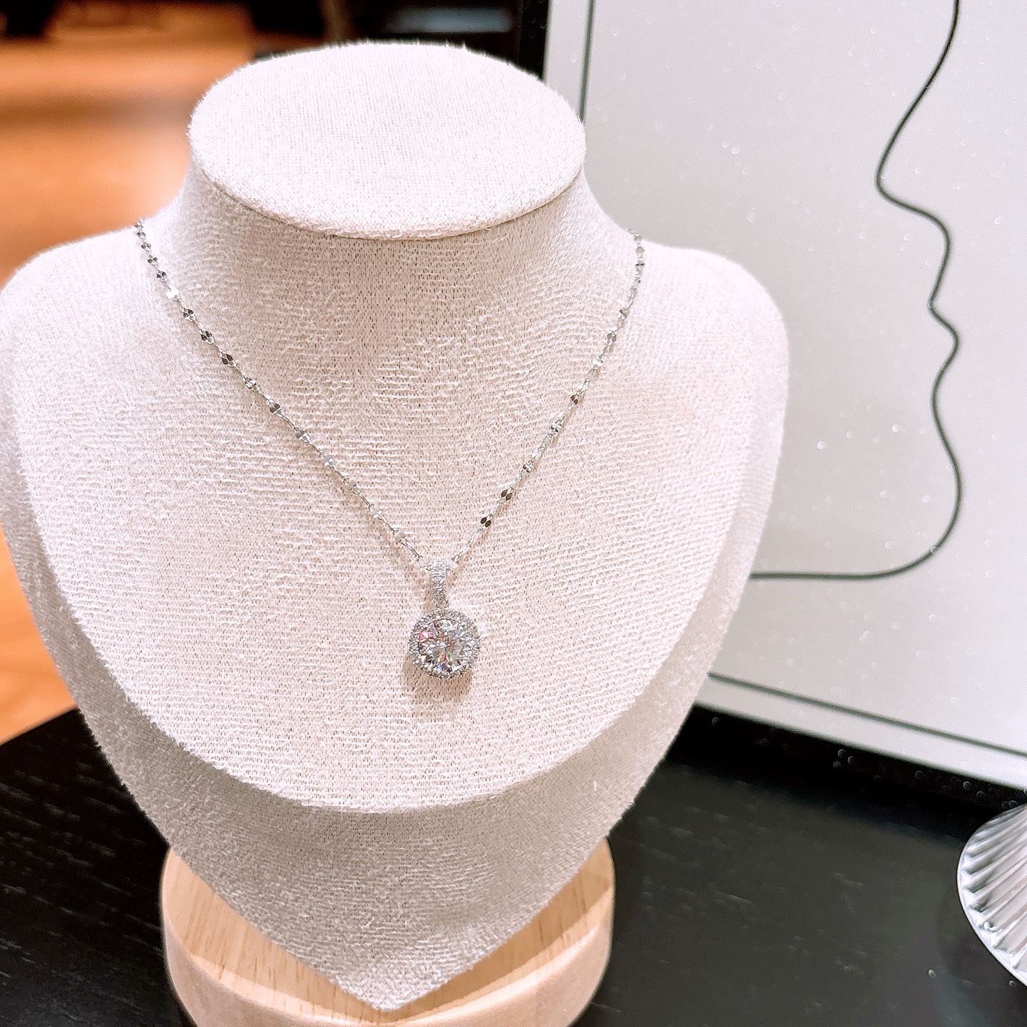 High Polish Silver Moissanite Necklace Soft Teacher's Day Silver