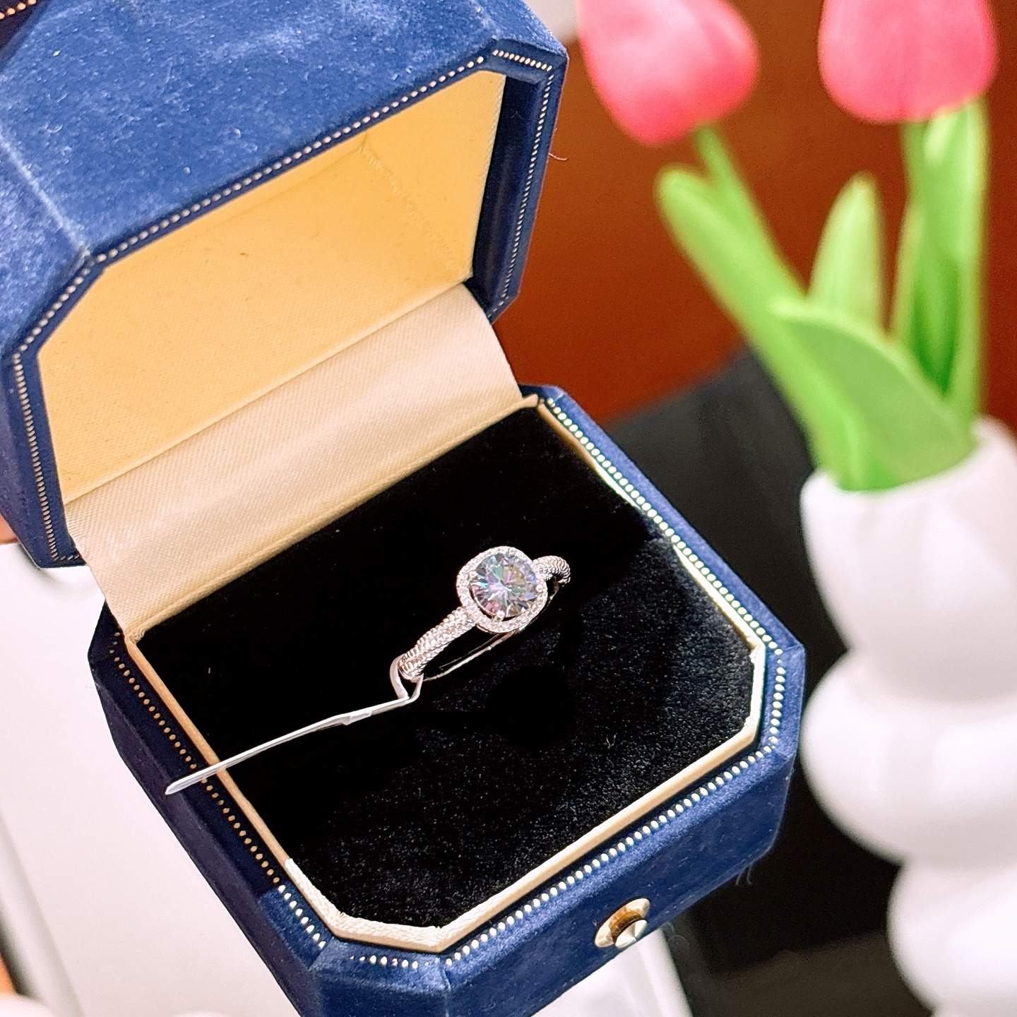 S925 Sterling Silver Moissanite Ring Fashion Proposal Silver