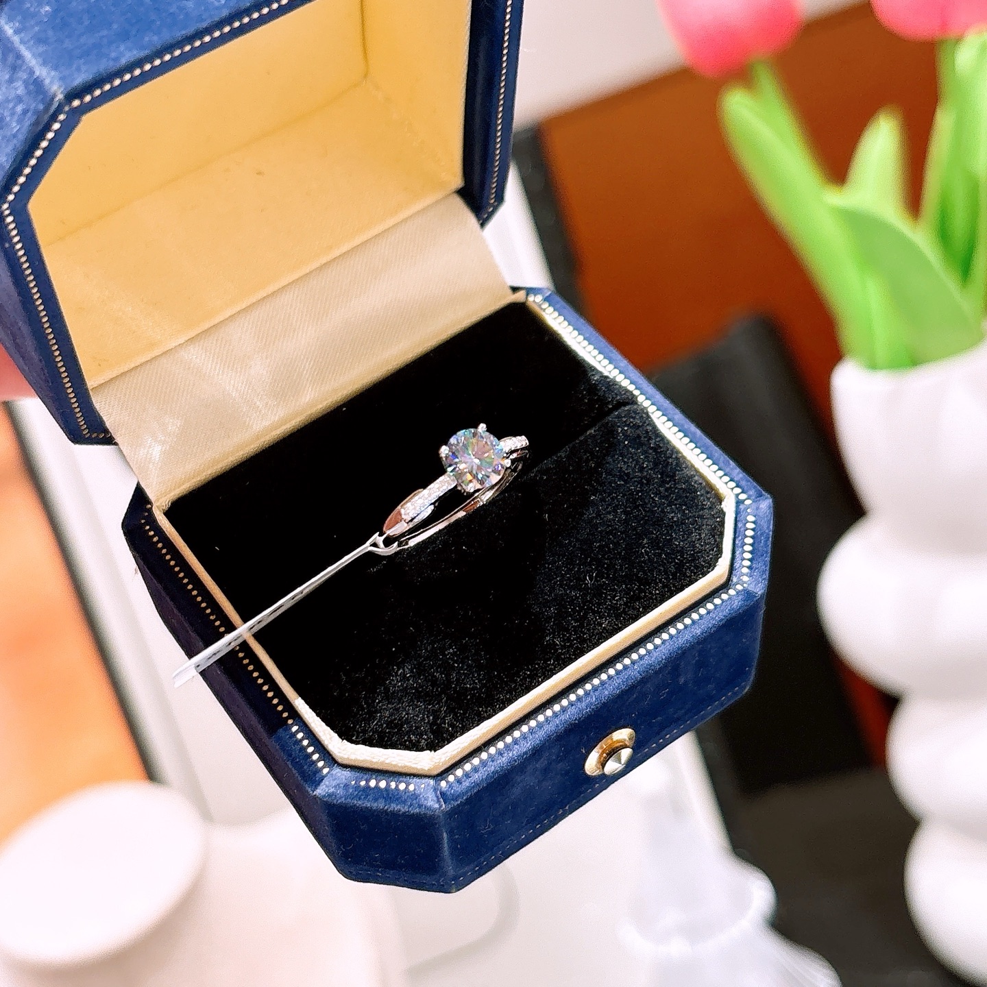 Hypoallergenic Silver Moissanite Ring Girly Christmas Silver