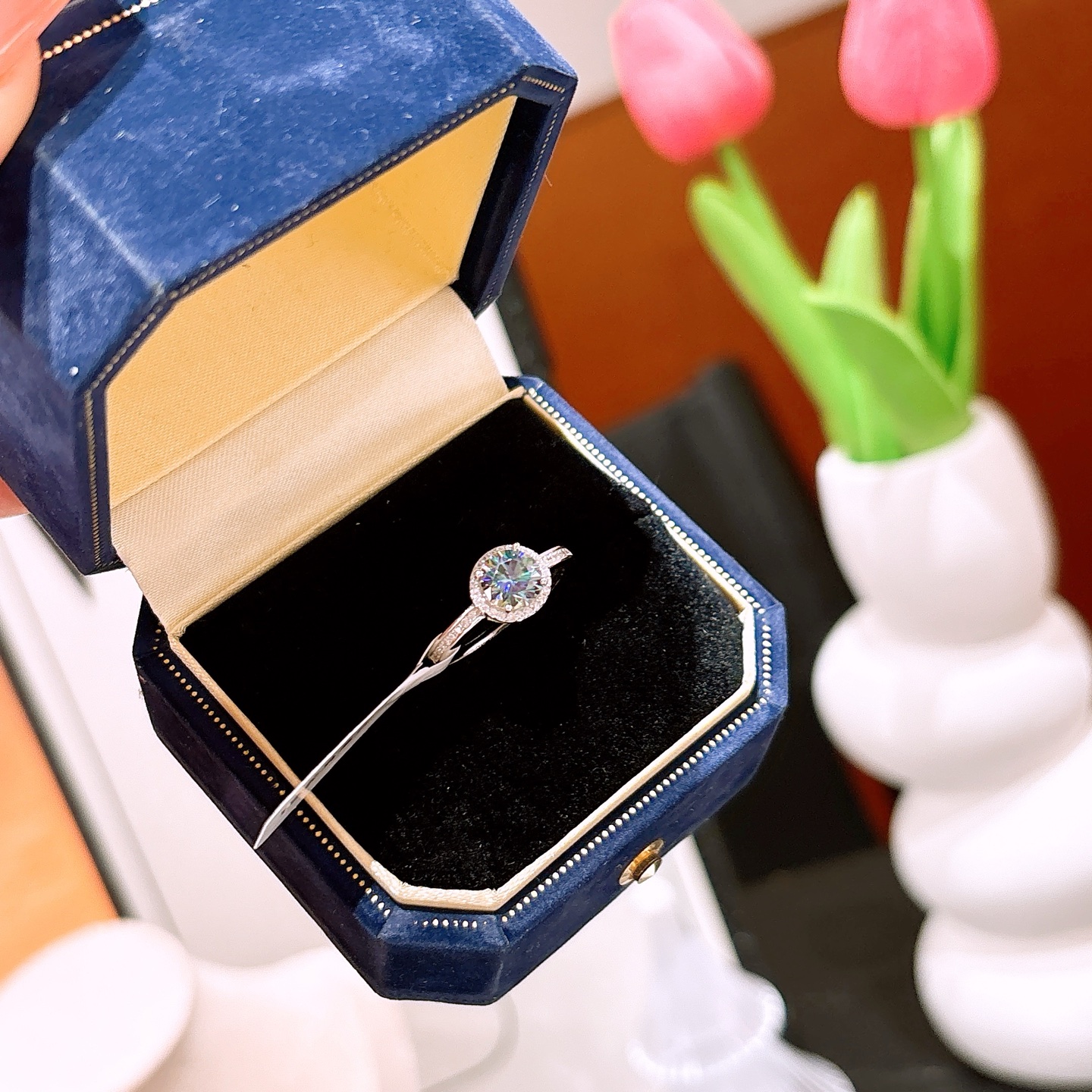 High Polish Silver Moissanite Ring Sweet & Cool Father's Day Silver