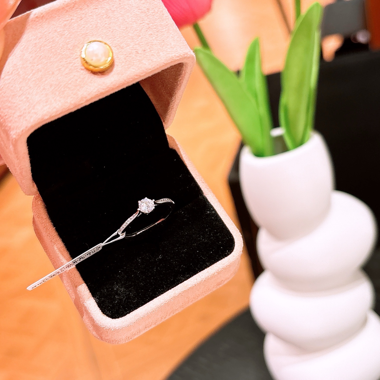 Fine Silver Ring Ethereal Valentine's Day Gold