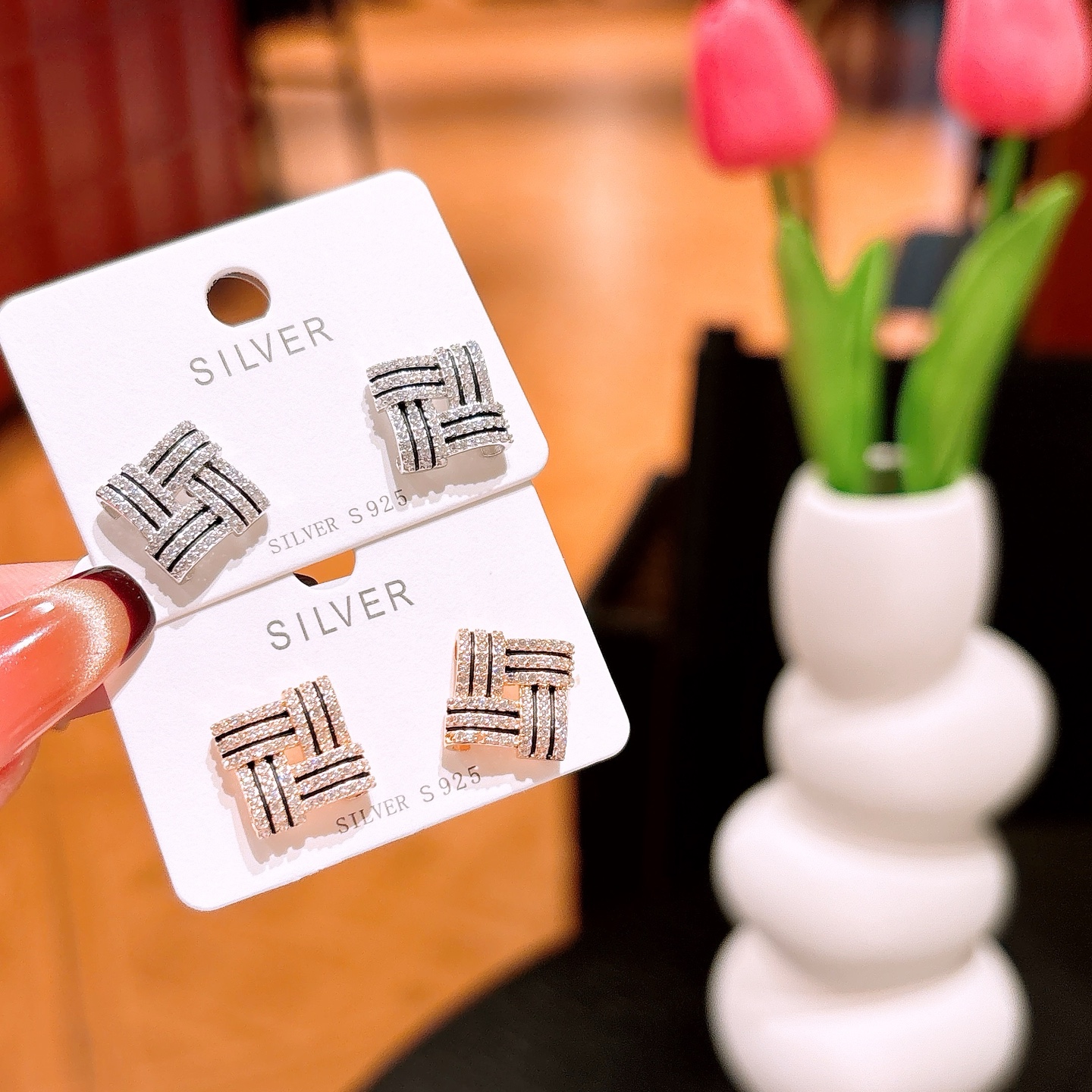 High Polish Silver Earrings Fresh Spring Festival Silver