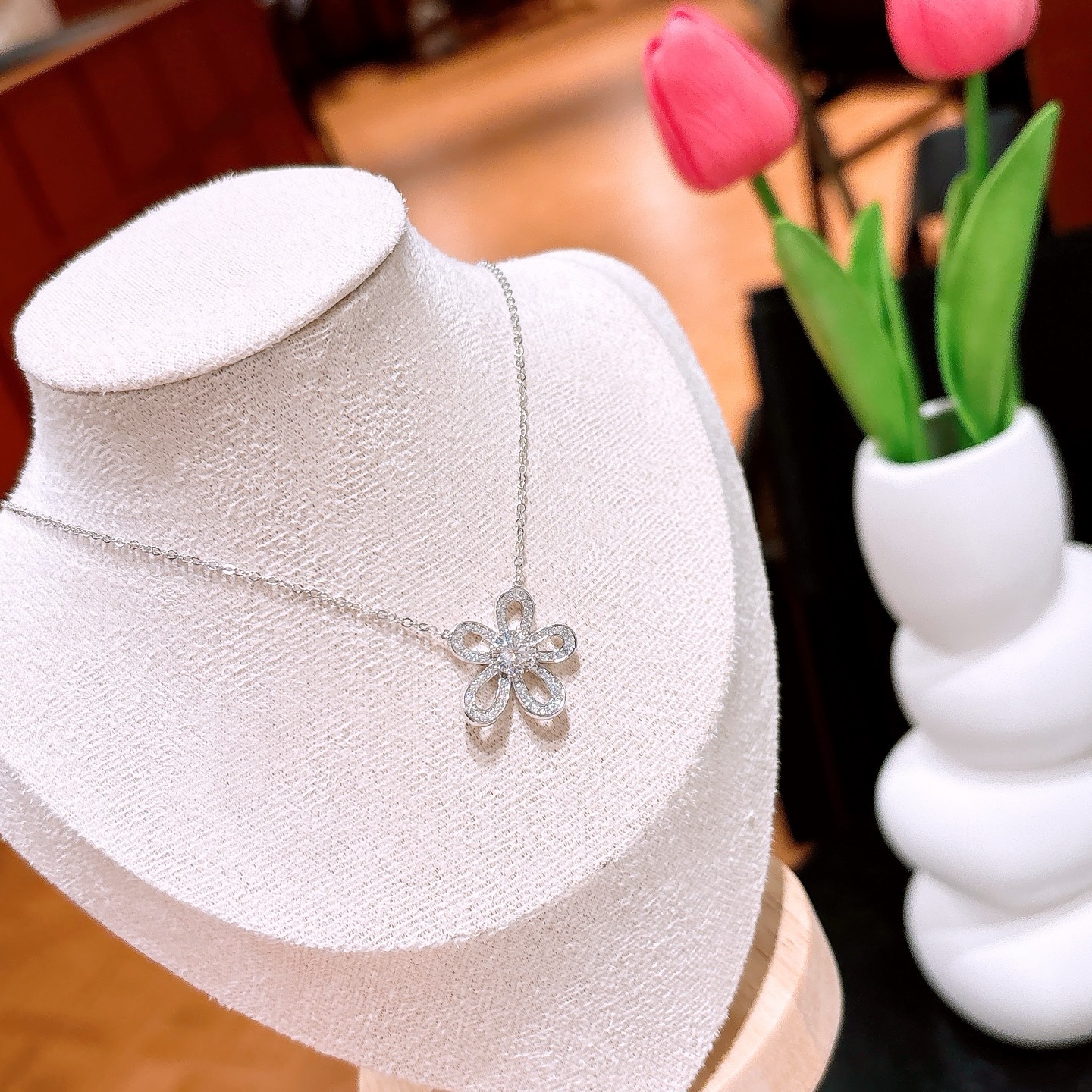 S925 Sterlingsilber Moissanit Kette Filigran Hochzeitsgeschenk Gold