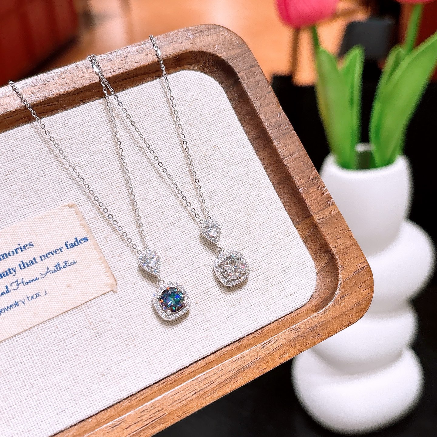 925 Silver Moissanite Necklace Unique Annual Party Gold