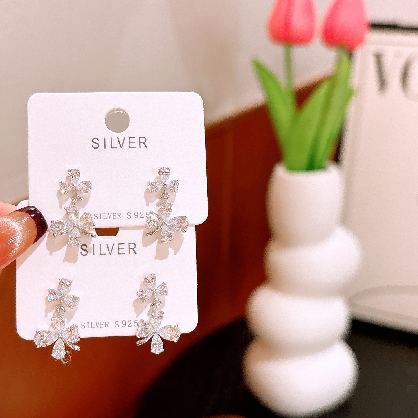 Fine Silver Earrings Ins Style Mother's Birthday Silver