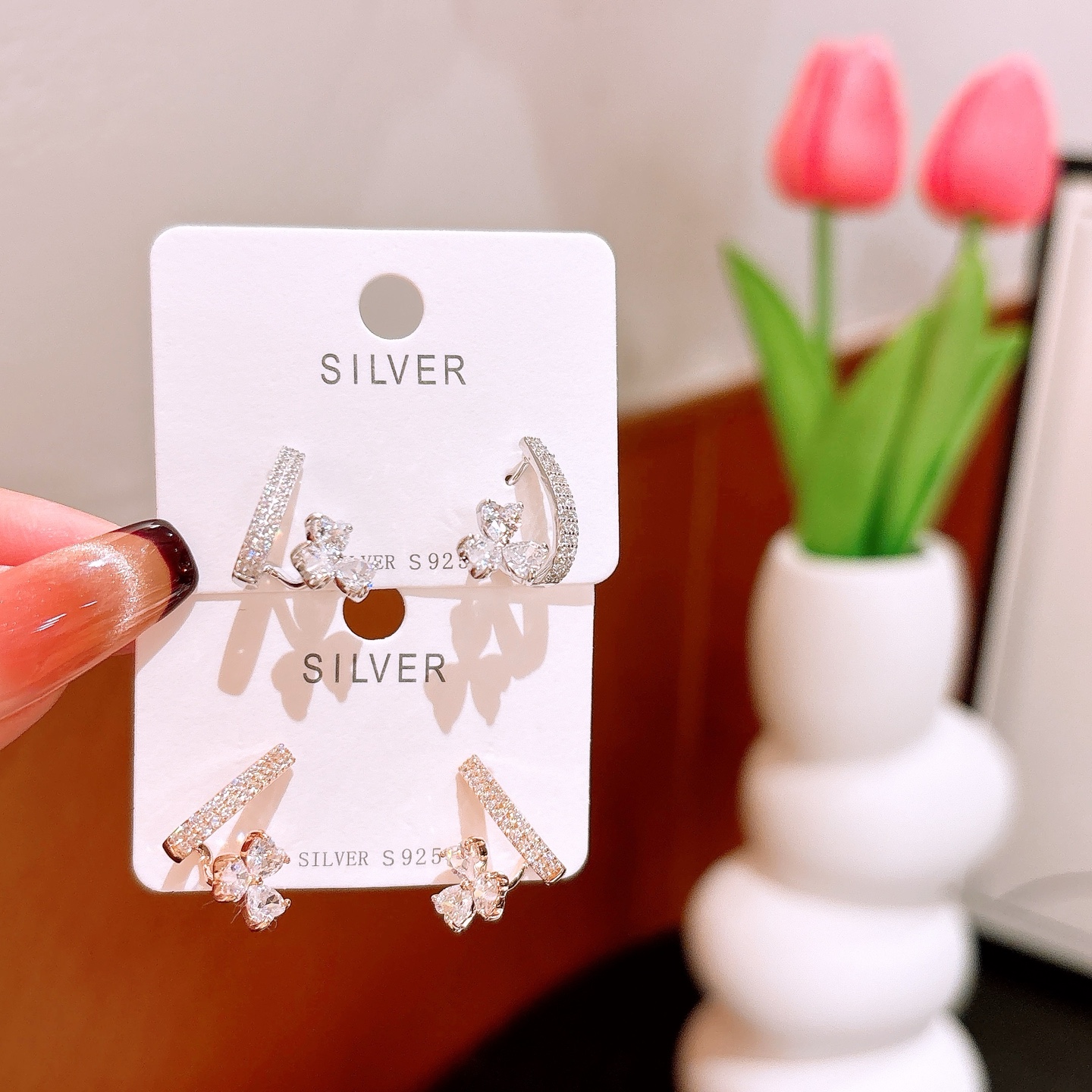 Fine Silver Earrings Lively Mother's Day Gold