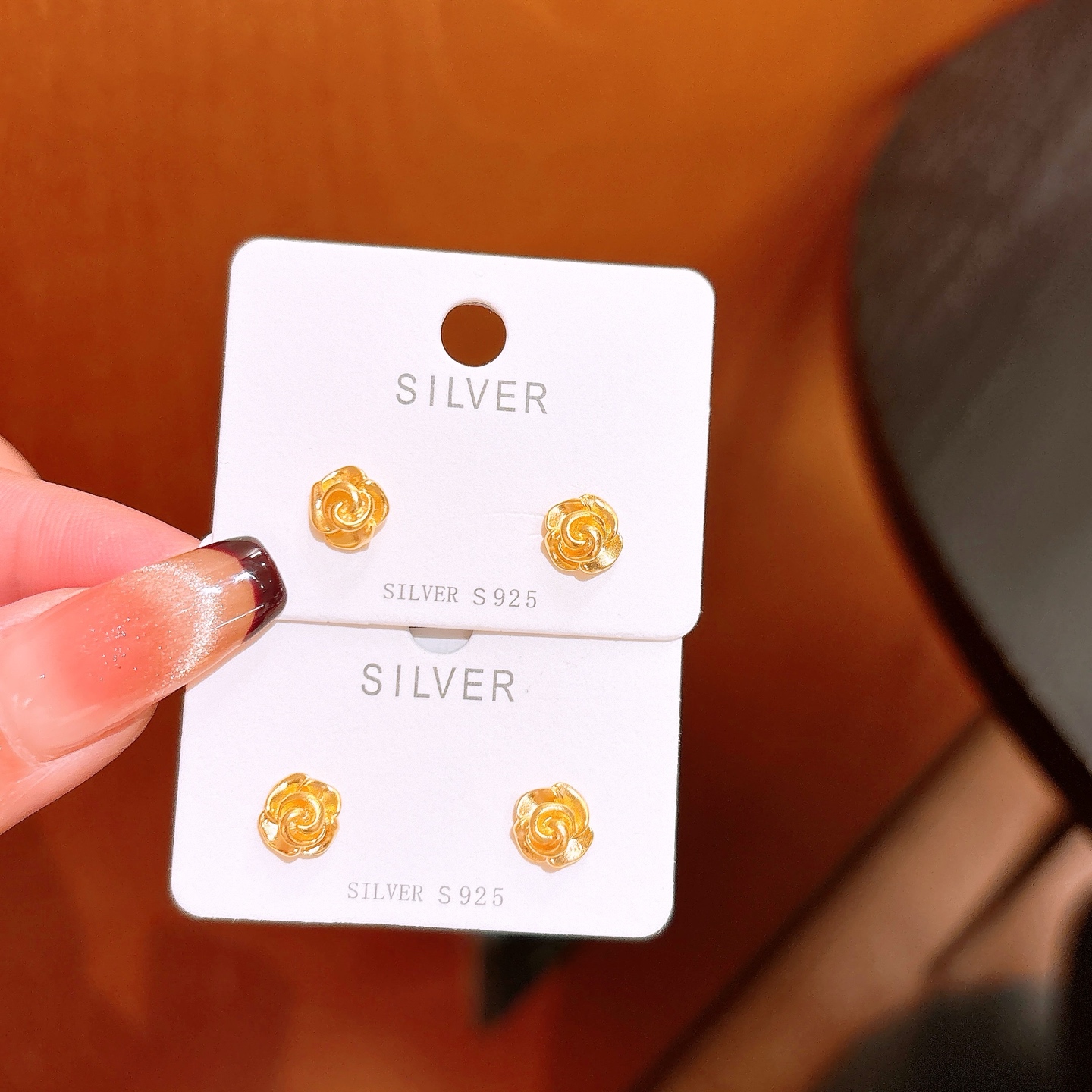 S925 Sterling Silver Earrings Elegant Wedding Registration Gold