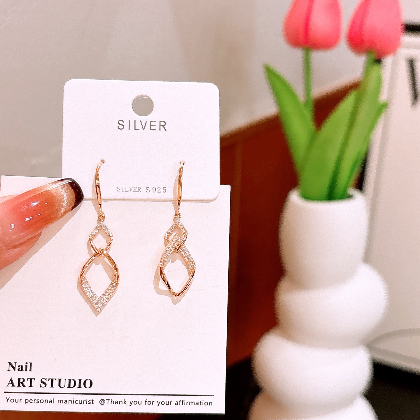 アーティスティック高品質シルバードロップ＆スレッドイヤリングシルバー プロポーズ