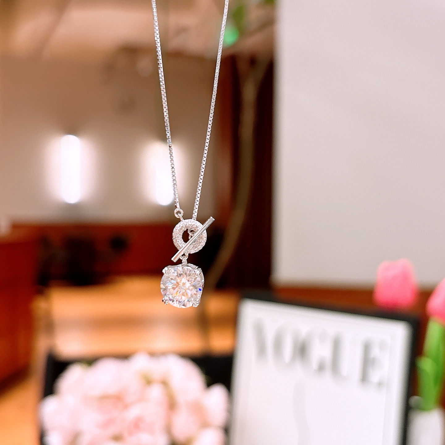 Fine Silver Moissanite Necklace Playful Banquet Gold