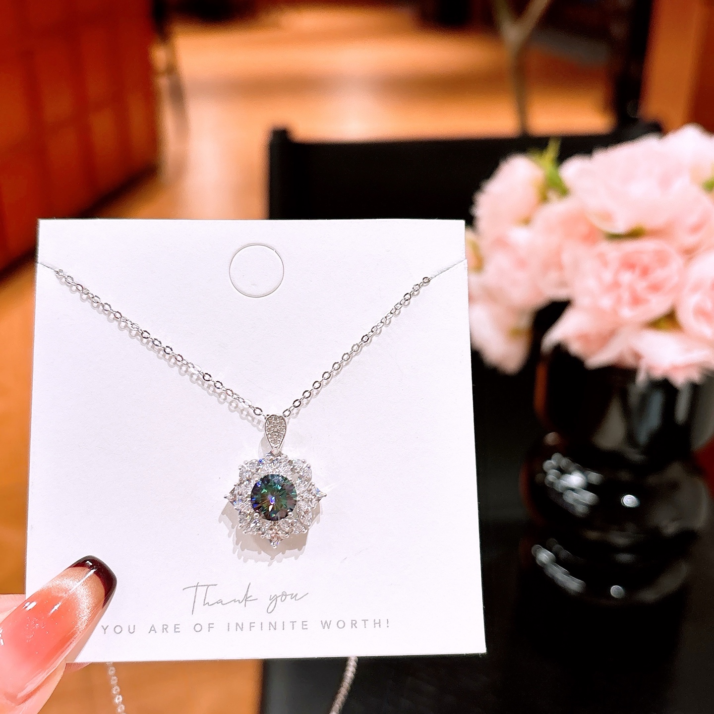 Hypoallergenic Silver Moissanite Necklace Minimalist Wedding Favor