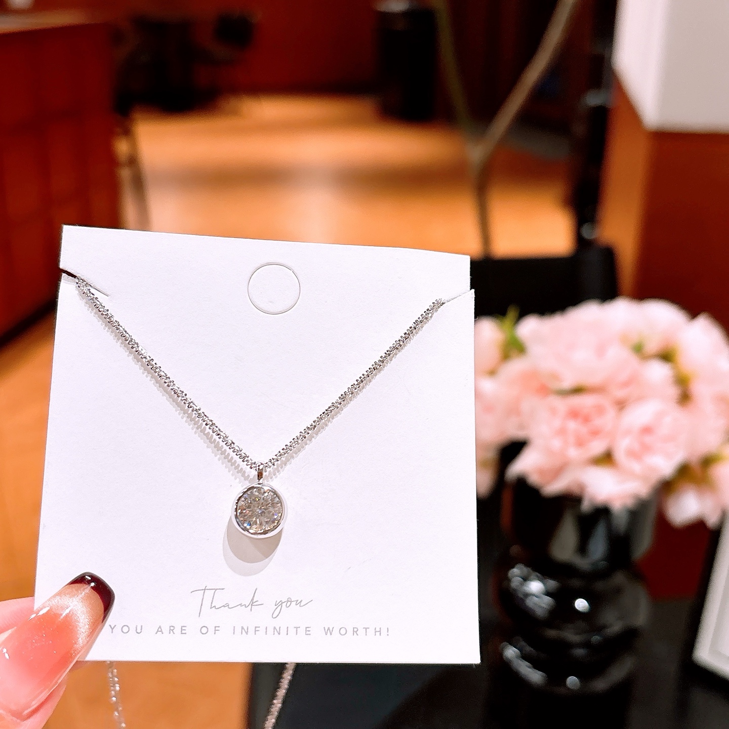 Allergiearmes Silber Moissanit Kette Ultra minimalistisch Geschenk für sie