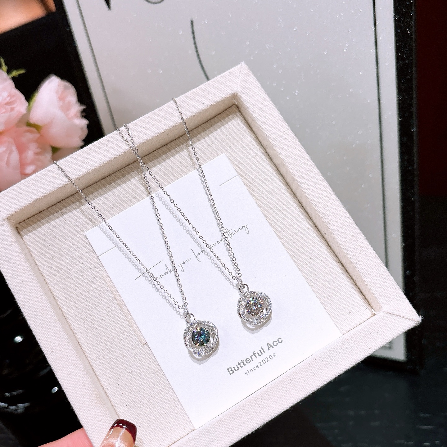 ミニマル高品質シルバーモアッサナイトネックレスゴールド パーティー