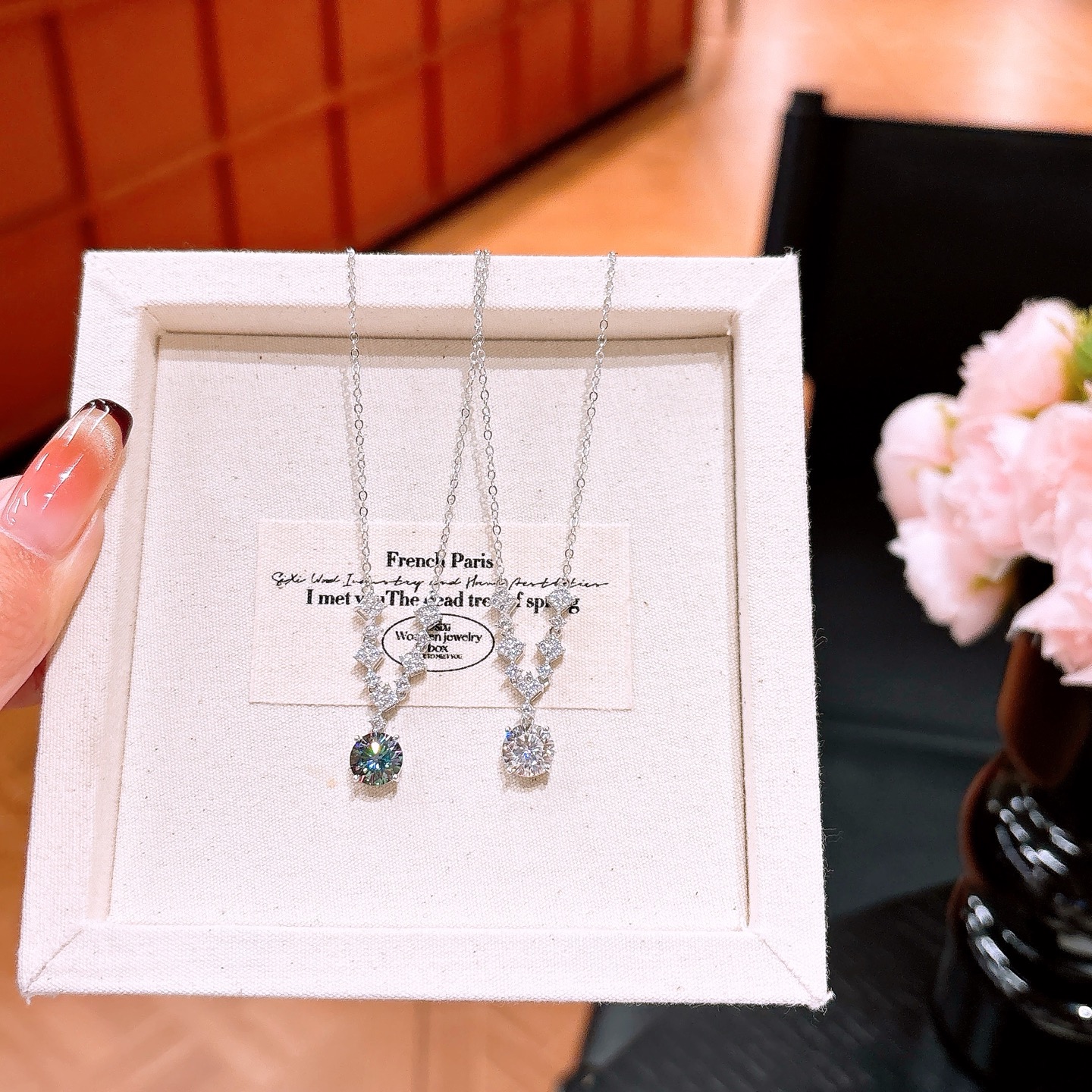 Allergiearmes Silber Moissanit Kette Rein Hochzeitsgeschenk Gold