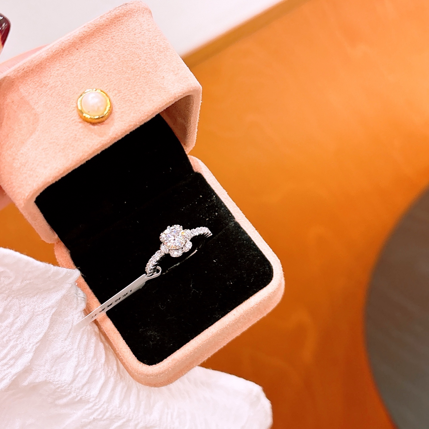 Fine Silver Moissanite Ring Light Luxury Housewarming Gold