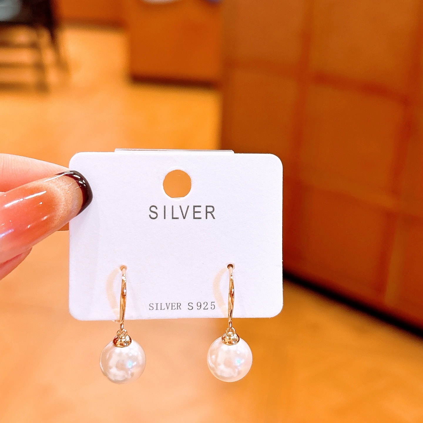 High Polish Silver Drop & Thread Earrings French Date Night Gold