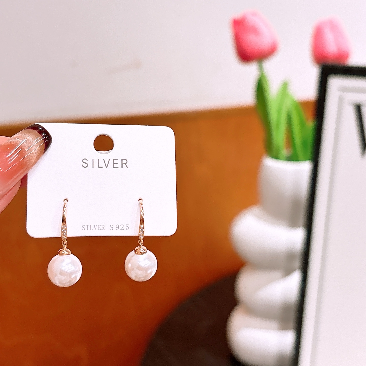 High Polish Silver Drop & Thread Earrings Elegant Party Gold