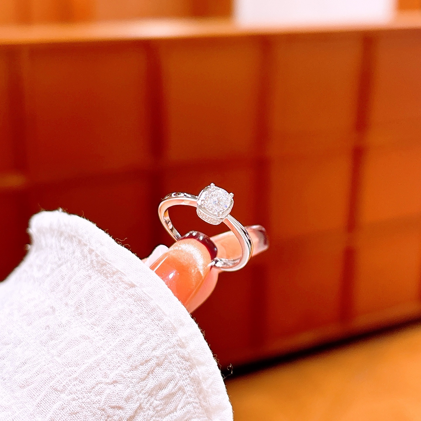 925 Silver Moissanite Ring Light Luxury Birthday Gold