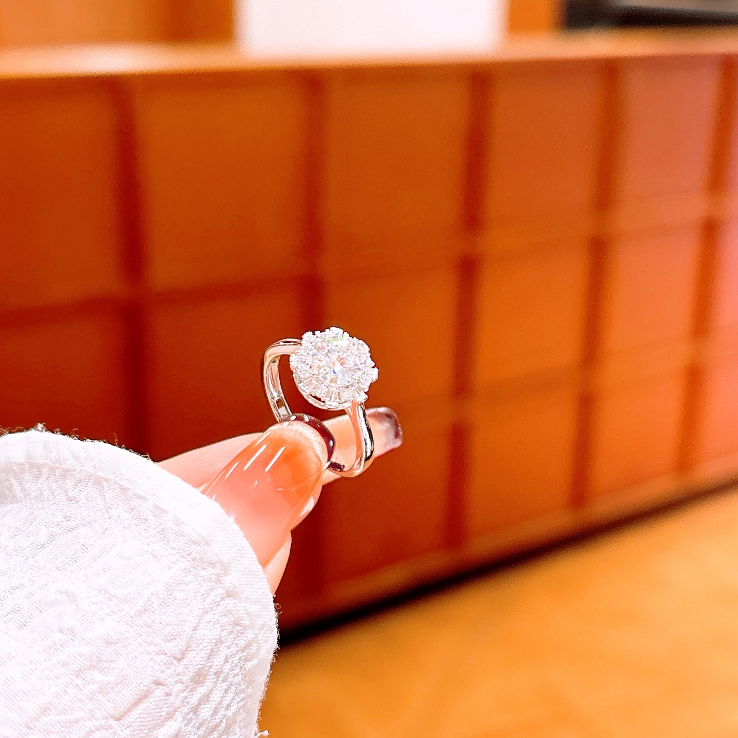 Hochglanzpoliertes Silber Moissanit Ring Süß Hochzeit Silber