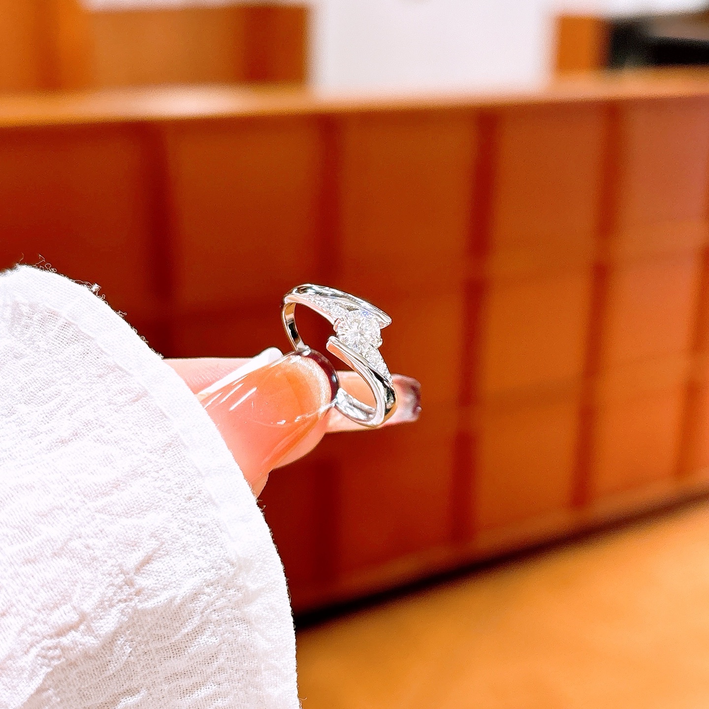 Solid Silver Moissanite Ring Precision Valentine's Day Silver