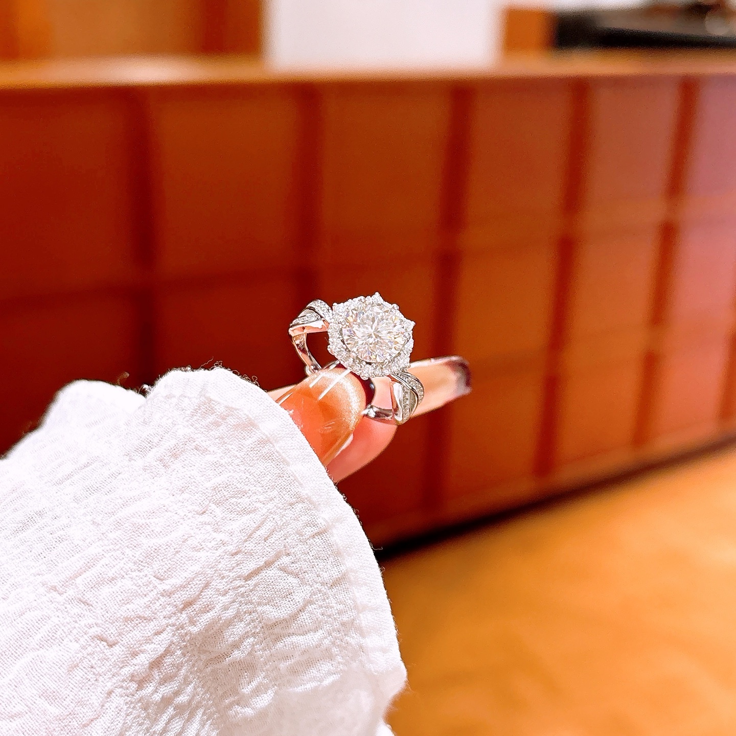 Solid Silver Moissanite Ring Delicate Anniversary Silver