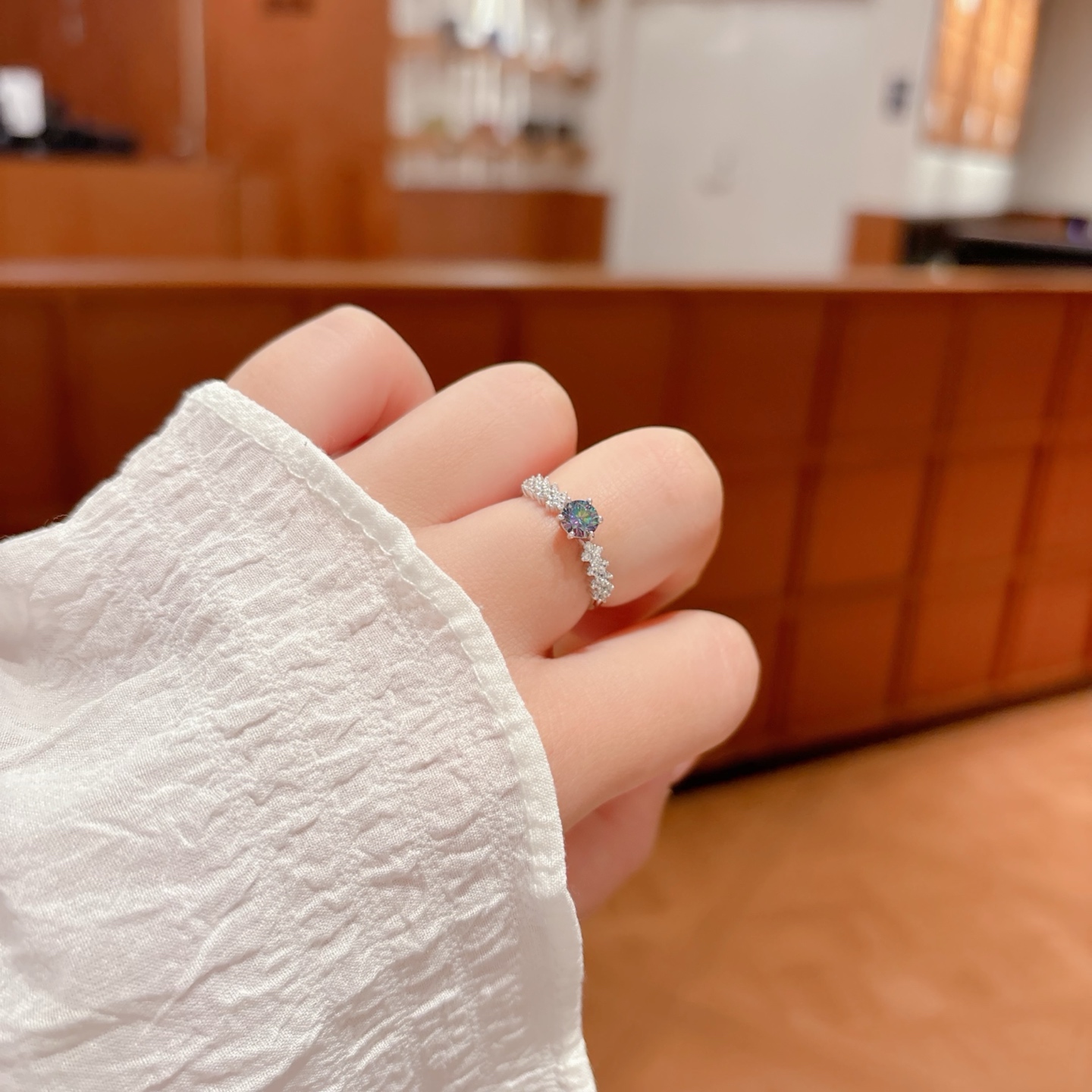 Solid Silver Moissanite Ring Vintage Party Gold