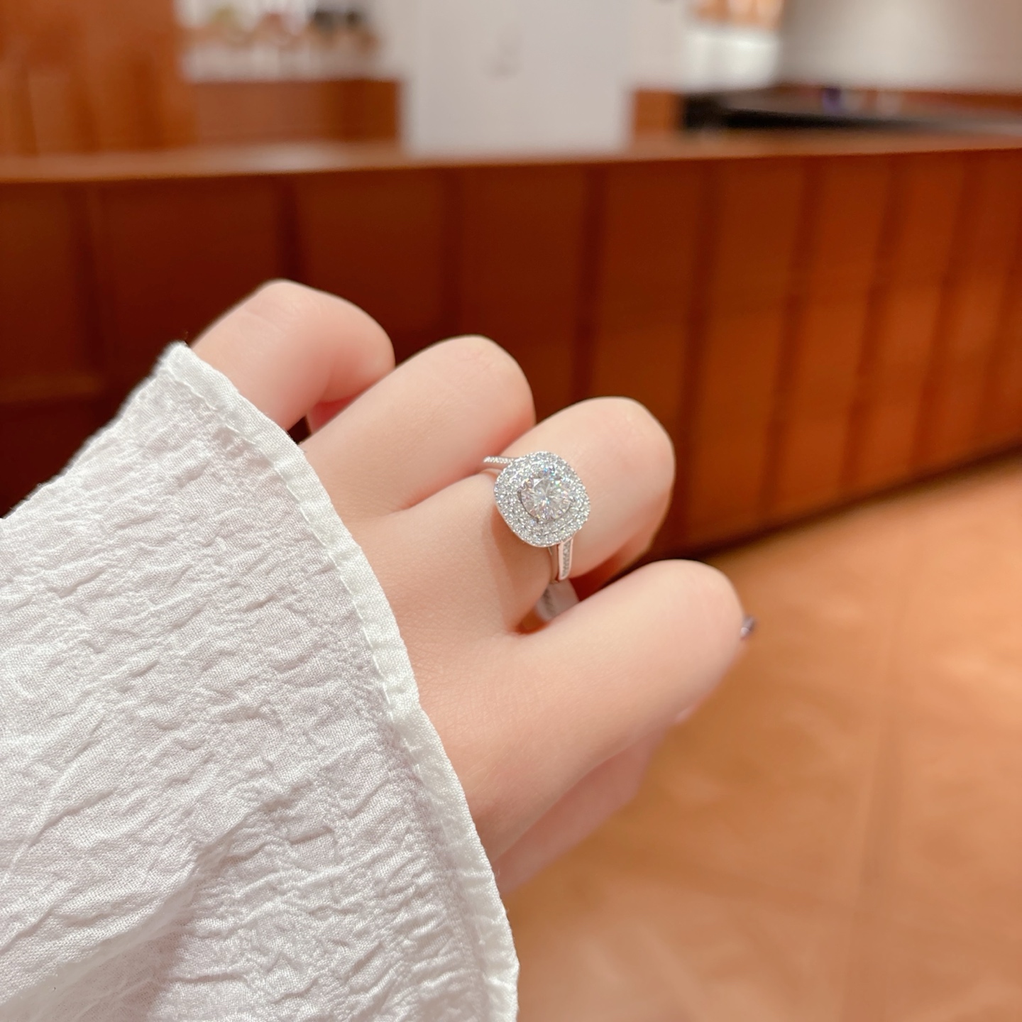 Fine Silver Moissanite Ring Artistic Spring Festival Silver