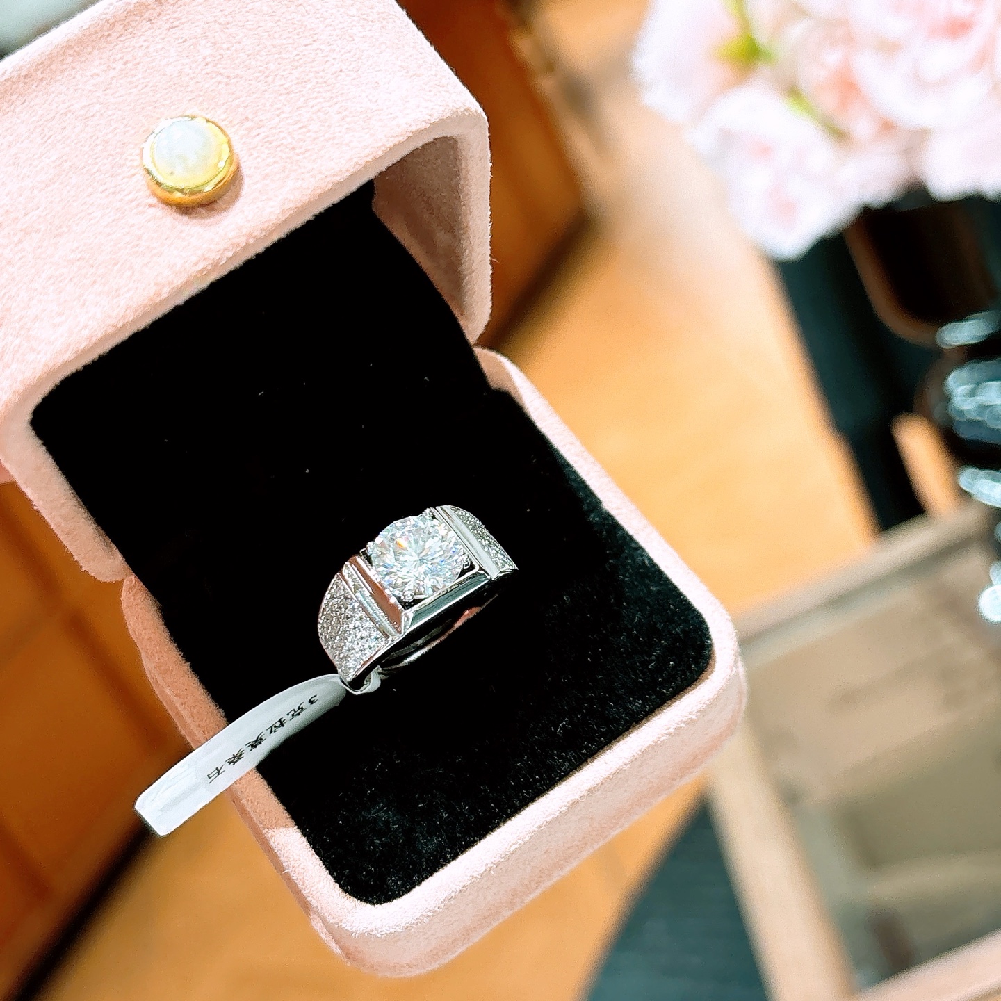 925 Silver Men's Moissanite Ring Playful Wedding Registration Silver