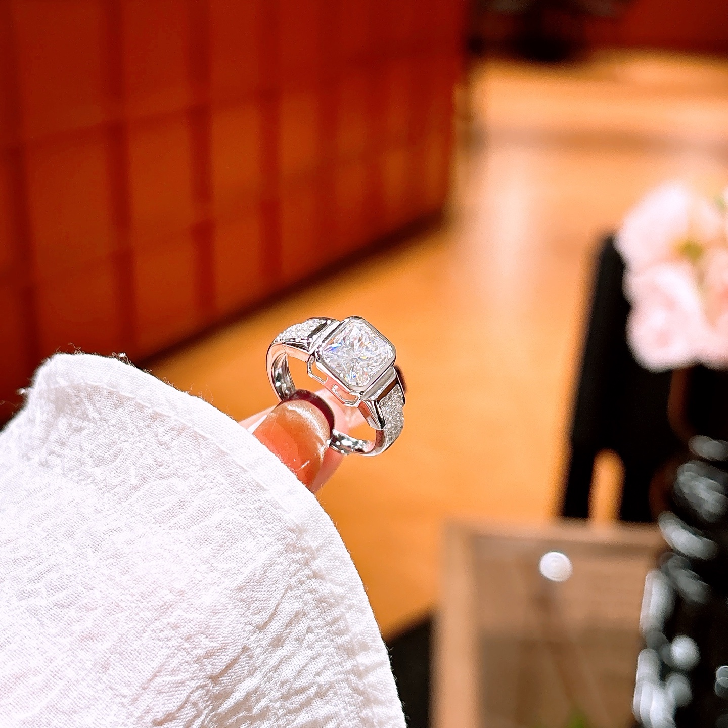 Nickel Free Silver Men's Moissanite Ring Chic Christmas Silver