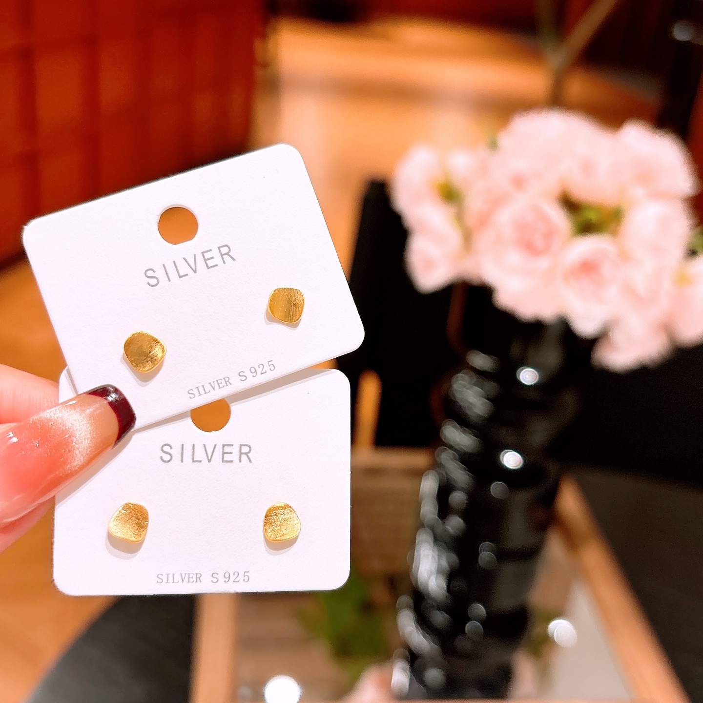 High Polish Silver Earrings Elegant Mother's Birthday Gold