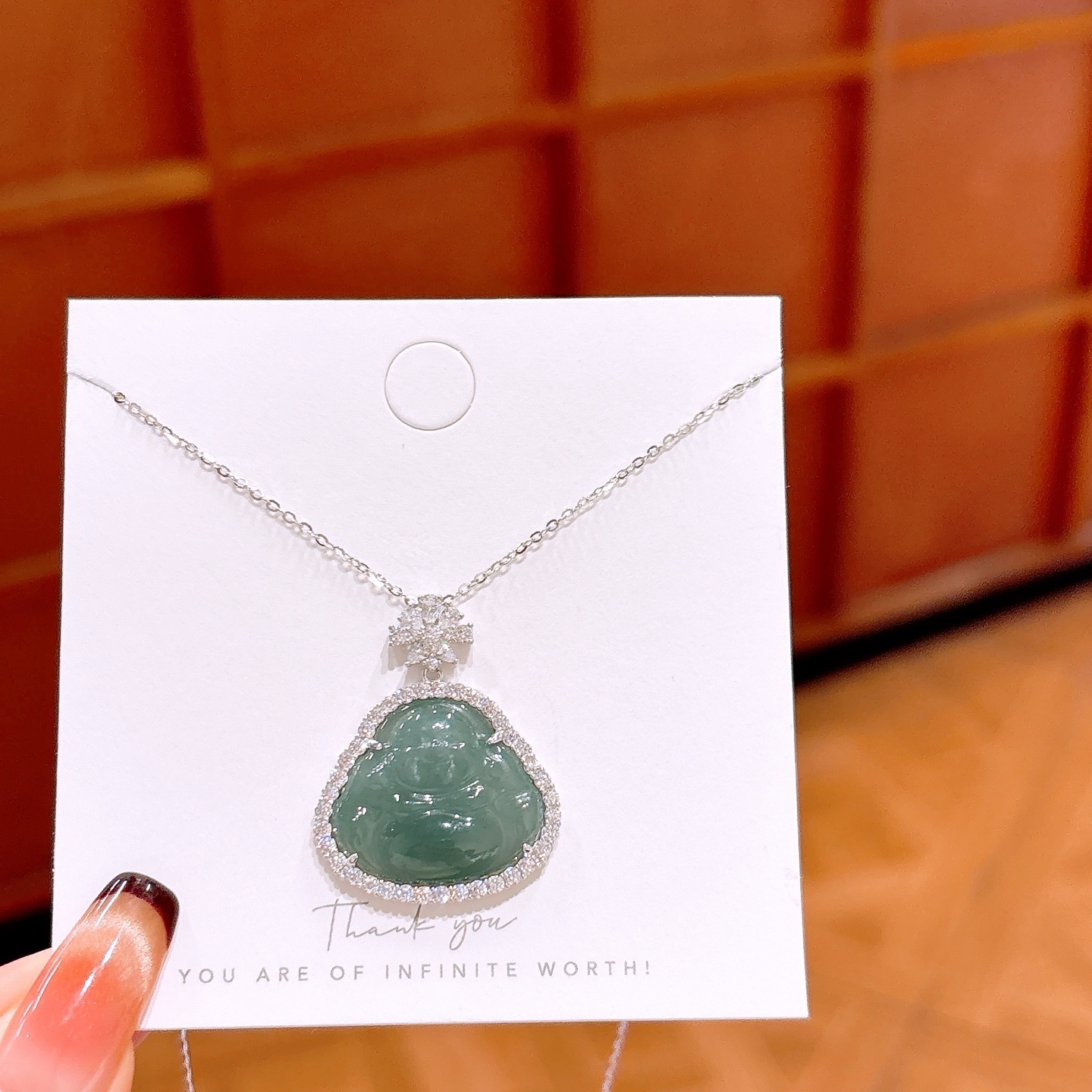 Low Allergy Silver Jadeite Necklace Ins Style Father's Day Silver