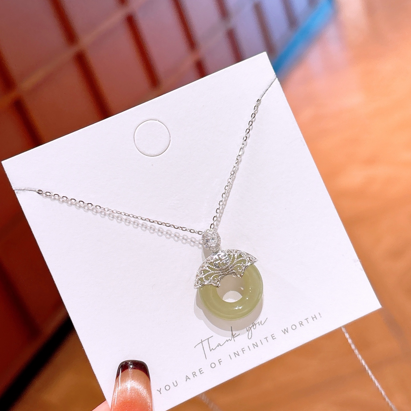 Low Allergy Silver Hetian Jade Necklace Romantic Christmas Silver