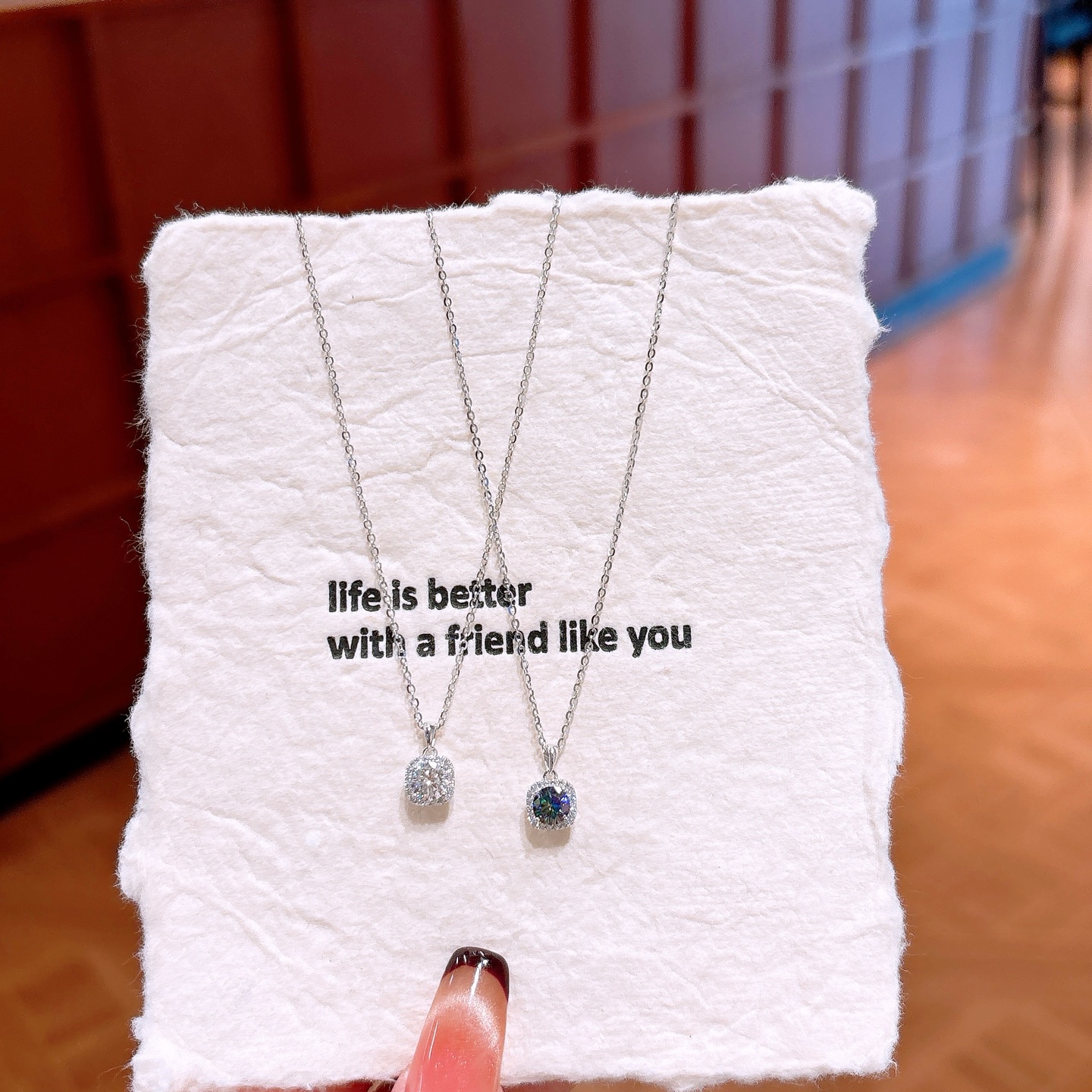 Hypoallergenic Silver Moissanite Necklace Fashion Teacher's Day Gold