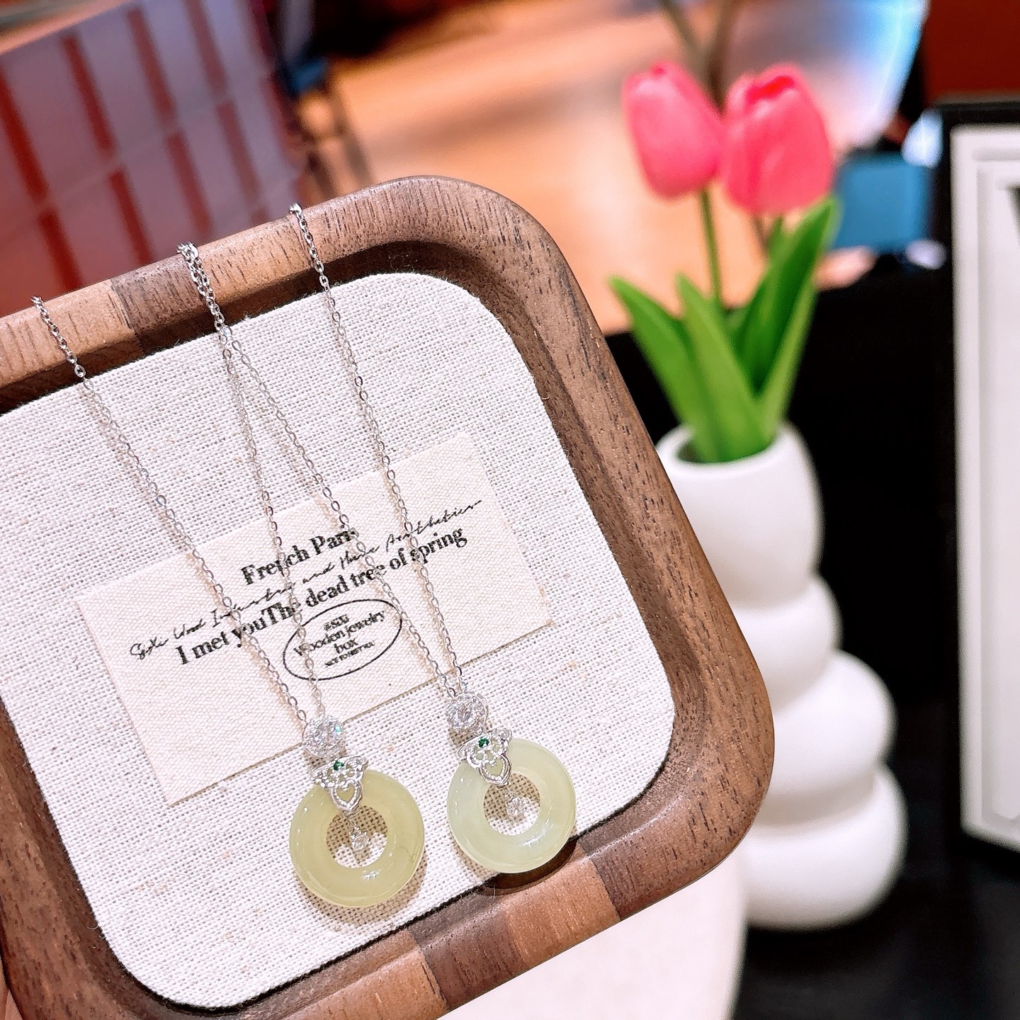 925 Silver Hetian Jade Necklace Playful Mother's Birthday Gold