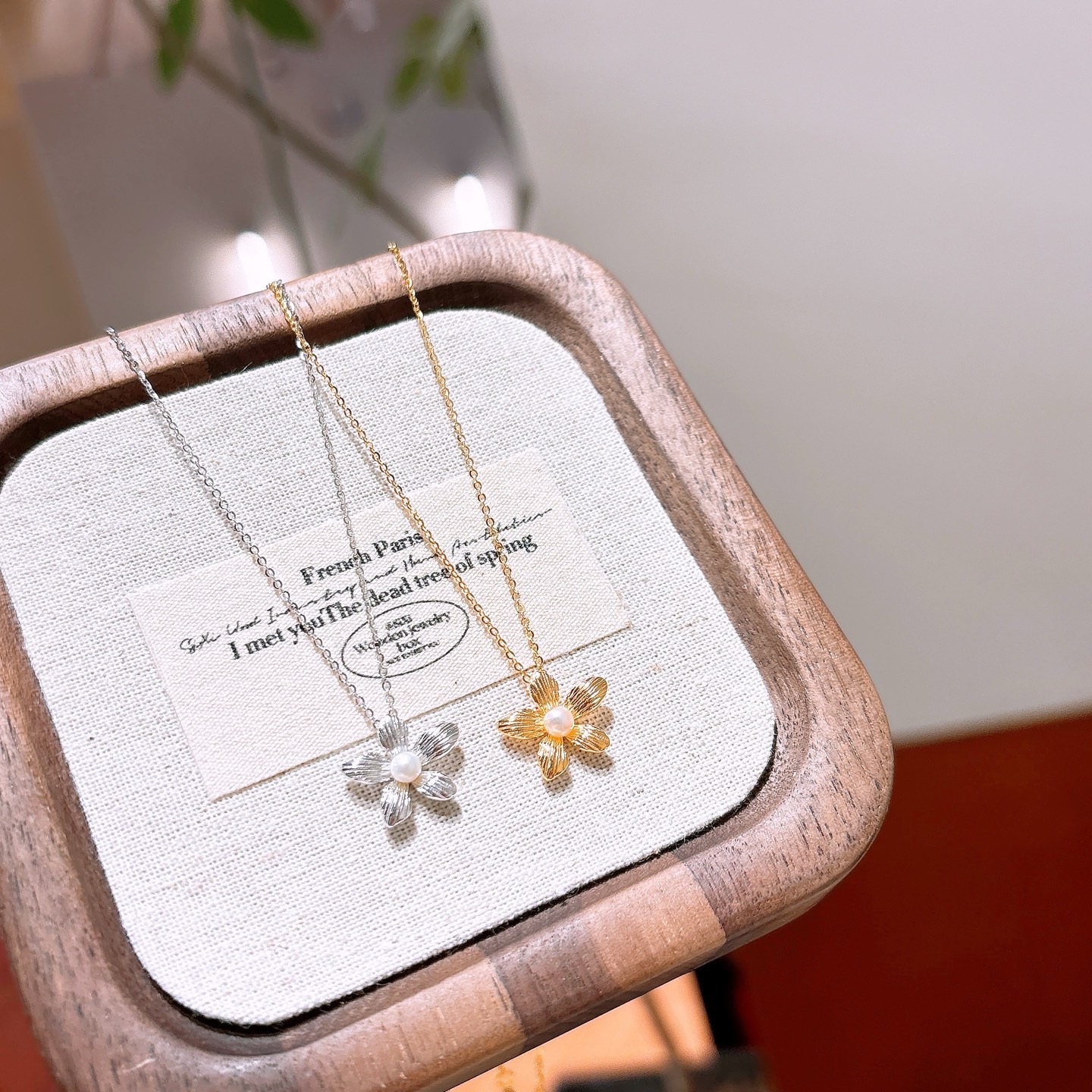 Fine Silver Necklace Playful Wedding Favor Gold