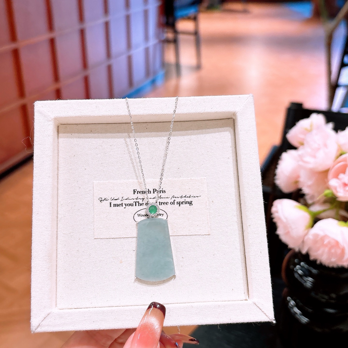 Hypoallergenic Silver Jadeite Necklace Fresh Graduation Gold