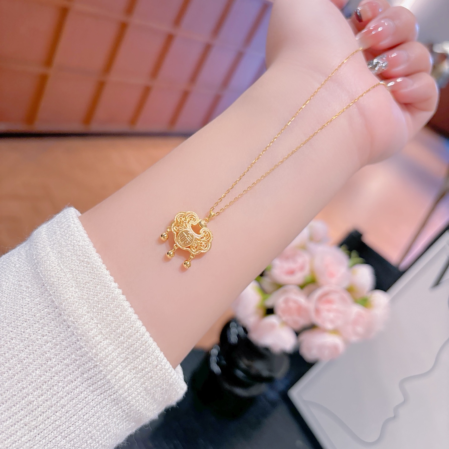 S925 Sterling Silver Necklace Vintage Workplace Gold