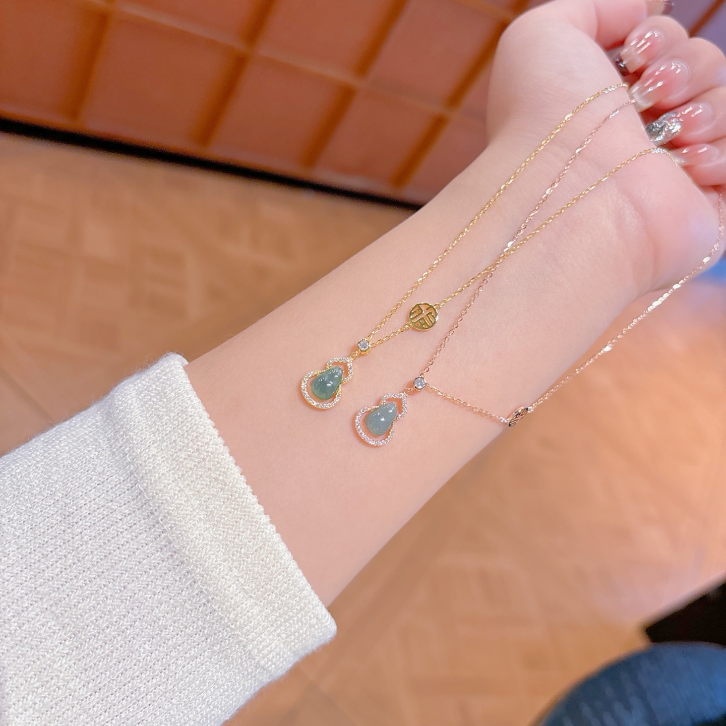 Solid Silver Jadeite Necklace Soft Annual Party Gold