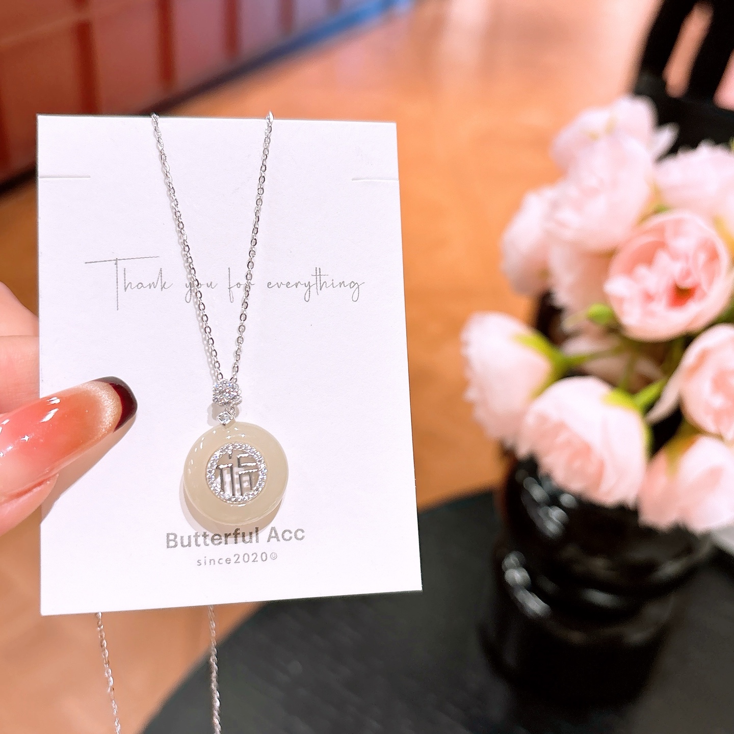 Nickel Free Silver Hetian Jade Necklace Delicate Wedding Favor Gold