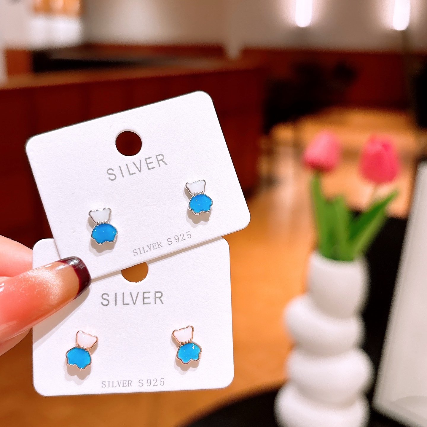 森ガールS925スターリングシルバーイヤリングシルバー パーティー