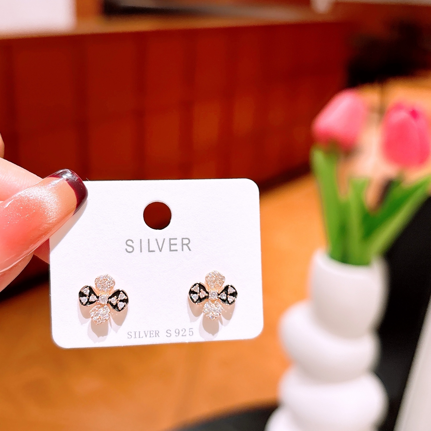 Hypoallergenic Silver Earrings Forest Father's Day Gold