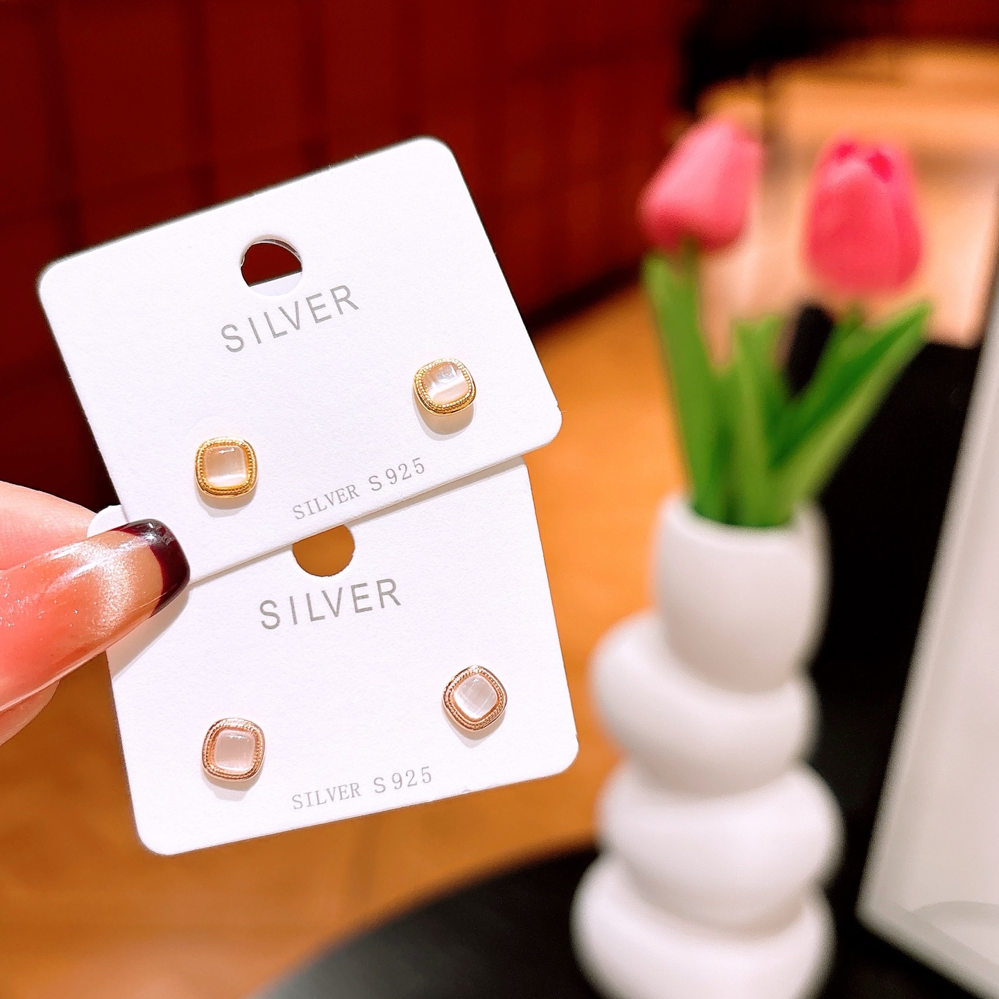 925 Silver Earrings Minimalist Confession Gold